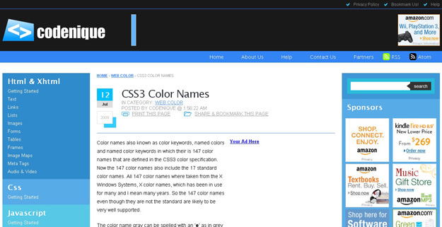 CSS3 Color Names