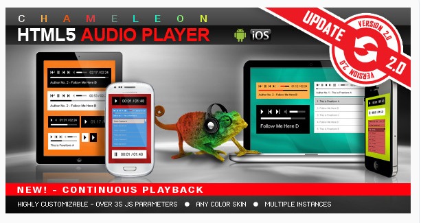 Chameleon HTML5 Audio Player With Without Playlist
