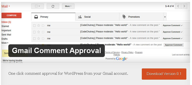 Gmail Comment Approval