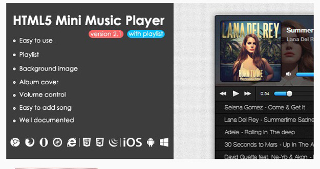 HTML5 Mini Music Player
