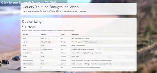 Jquery Youtube Fullscreen Background Video