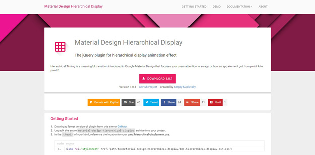Material Design Hierarchical Display