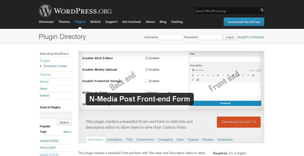 N Media Post Front end Form