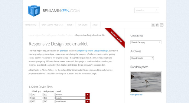 Responsive Design bookmarklet
