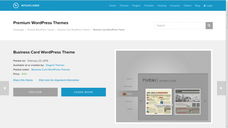 Business card - WordPress theme powered by jQuery