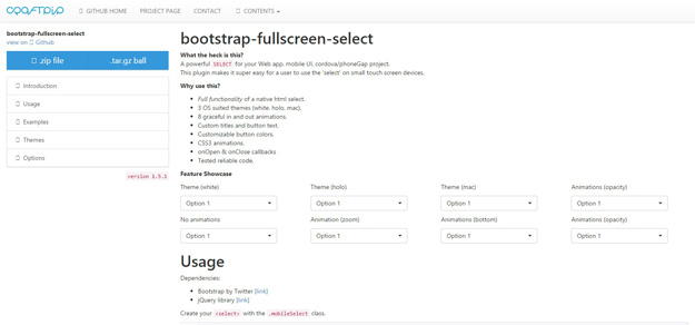 bootstrap fullscreen select