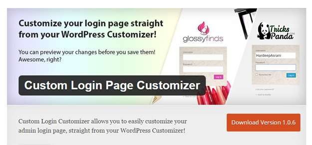 custom login page customizer