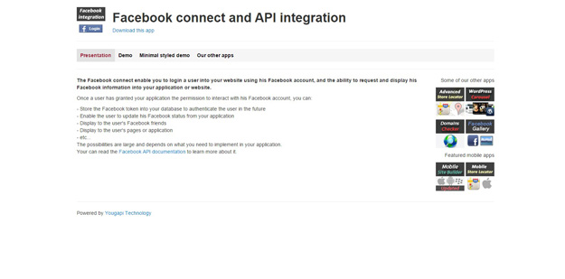 facebook connect and api integration
