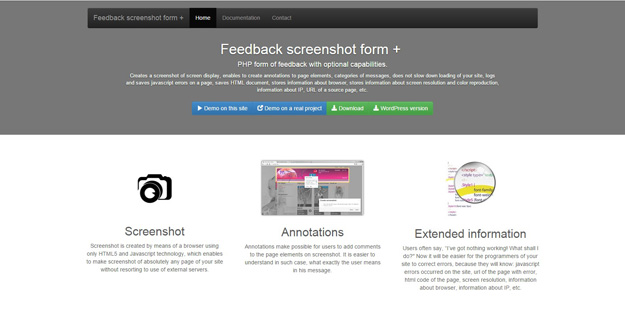 feedback screenshot form