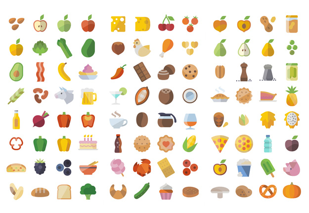flat-food-icons-set