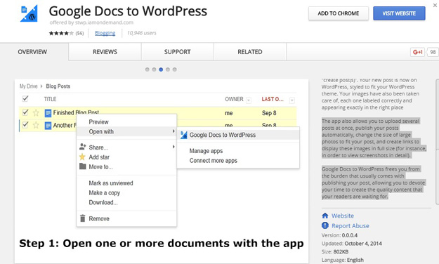 google docs to wordpress