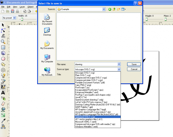 inkscape save SVG