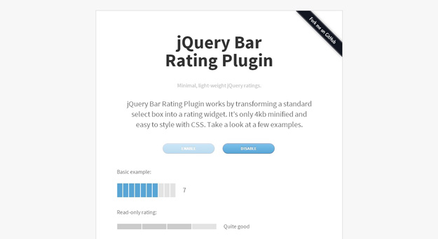 jQuery Bar Rating Plugin