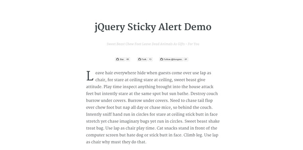 jQuery Sticky Alert