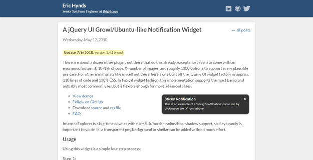 jQuery UI Notify widget