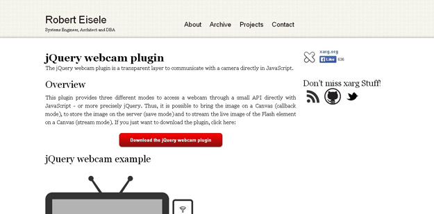 jQuery webcam plugin