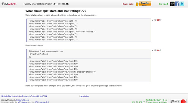 Simple Star Rating Input Plugin - jQuery rating.js