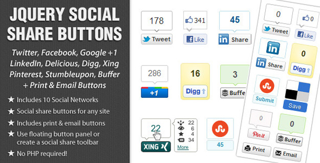 jquery social share buttons