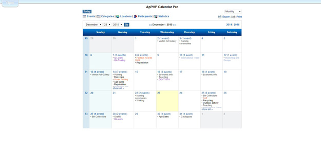 php event calendar control