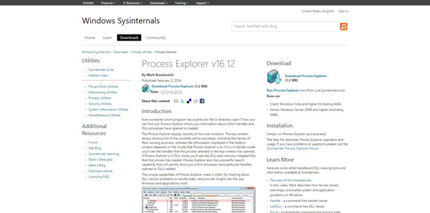 system internals process explorer