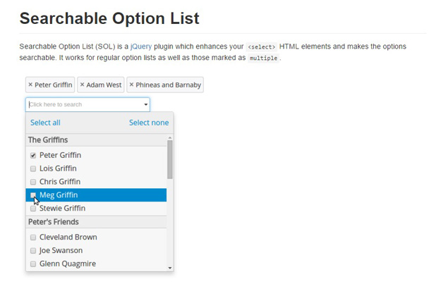 seachable option list