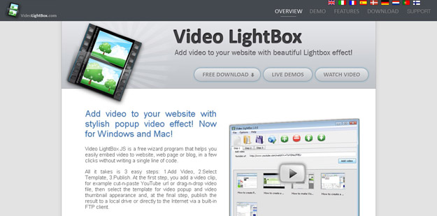 videolightbox parameters