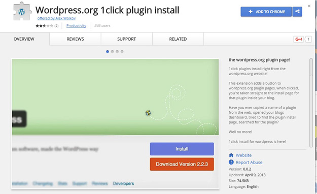 wordpress 1 click plugin install