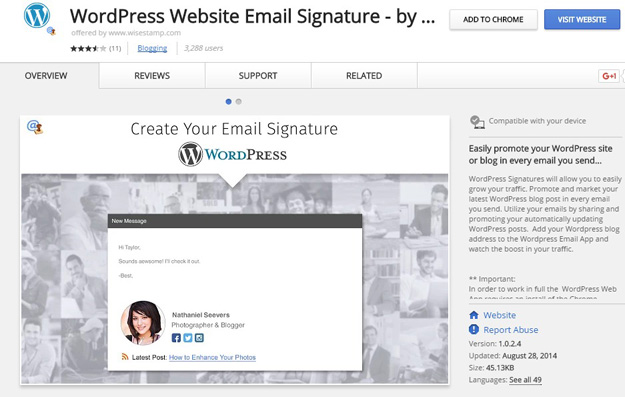 wordpress website email signature